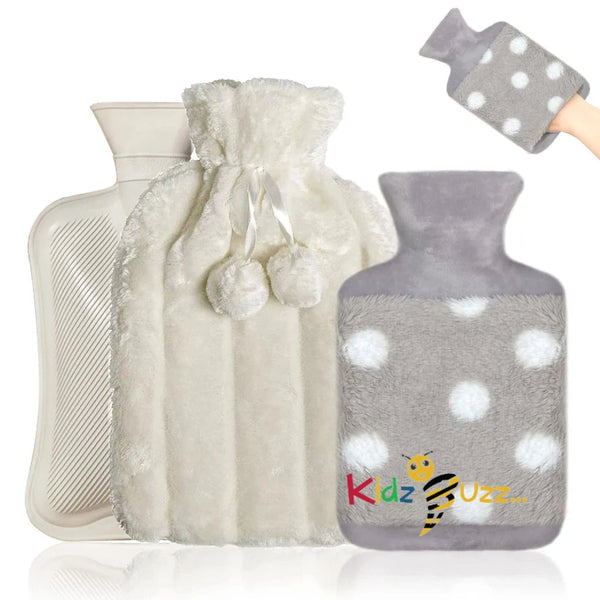 New Hot Water Bottle with Cover -Fluffy Hot Water Bottles 2 Pack