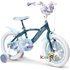 Huffy Disney Frozen 16" Girls Bike -Sea Crystal Blue + Front Doll Carrier - Age 5-7