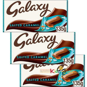 Galaxy Salted Caramel Chocolate Bar, Chocolate Gifts, Milk Chocolate, 135g Each (Pack of 3)
