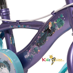 Huffy Disney Frozen 12" Kids Bike with Front Doll Carrier, Metallic Purple Finish – Ideal for Girls Aged 3 to 5