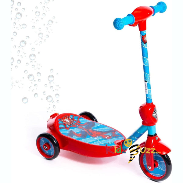 Huffy Marvel Spiderman Bubble Electric Scooter For Kids 3-5 Years 6v Battery Toy Ride On Scooter With Bubble Machine, Red