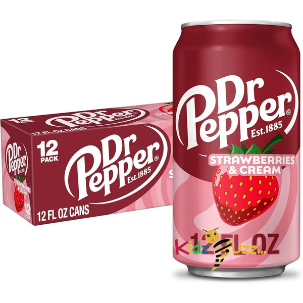 Dr Pepper Strawberries and Cream Soda, 12 fl oz cans, 24 Pack