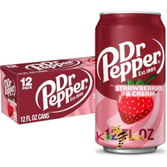 Dr Pepper Strawberries and Cream Soda, 12 fl oz cans, 24 Pack