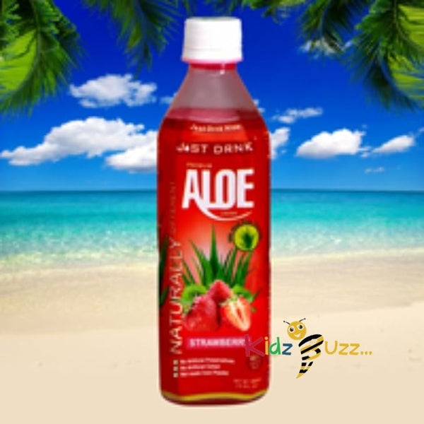 Just Drink Aloe,Drink Strawberry Premium Aloe Vera, 500 ml (Pack of 12) - kidzbuzzz