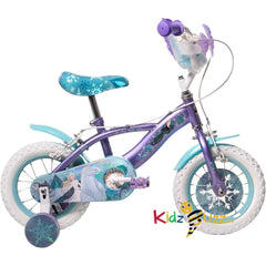 Huffy Disney Frozen 12" Kids Bike with Front Doll Carrier, Metallic Purple Finish – Ideal for Girls Aged 3 to 5