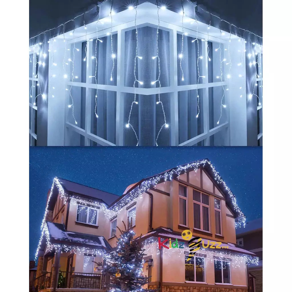 New Flacchi Icicle Lights Outdoor, White 400 LED 39FT 8 Modes with 80 Drops Christmas Lights