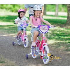 Huffy Disney Princess 12" Girls Bike with Training Wheels & Front Doll Carrier – Ideal for Kids Aged 3 to 5, Pink