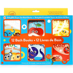 Super Bath Book Set of 12 Fruits, Ocean Friends, ABC, Numbers Books Color Recognition