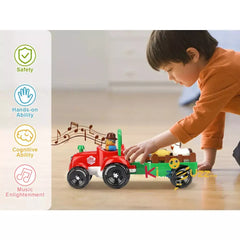 15" Farm Tractor & Trailer Toy With Lights & Sound