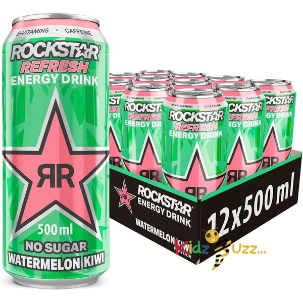 Rockstar Refresh Energy Drink Watermelon & Kiwi 12 x 500ml cans