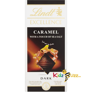 Lindt Excellence Caramel with Sea Salt Dark Chocolate Bar, 100 g - Pack of 10