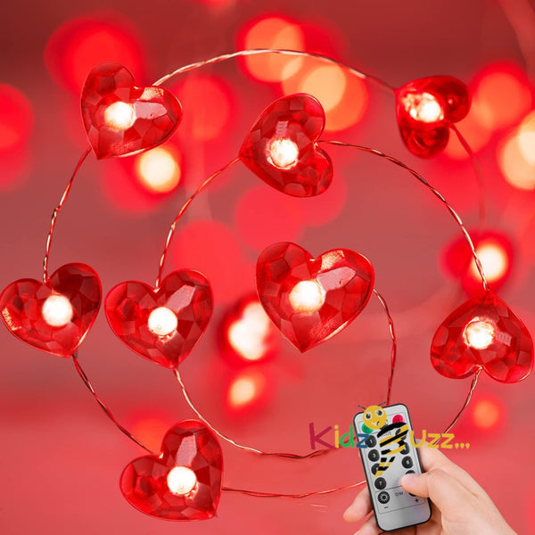 Heart Shaped Twinkle String Lights With Remote