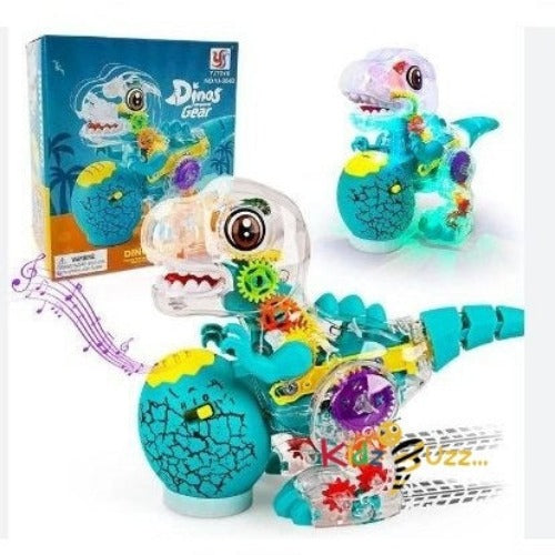 Transparent Gear Dino Toy For Kids- Lights And Sound Toy