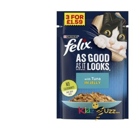 FELIX AS GOOD AS IT LOOKS TUNA IN JELLY WET CAT FOOD 100G – BOX OF