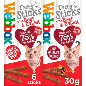 Webbox Cats Sticks Beef and Rabbit, 6 Sticks X 12 Packs