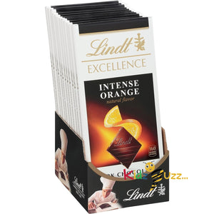 Lindt Excellence Intense Orange Dark Chocolate Bar (Pack of 12)