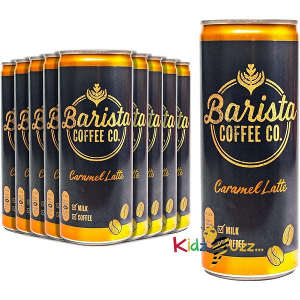 Barista Coffee Co. Medium Roast Caramel Latte Iced Coffee Drink Tin Can 250 ml (Pack of 12) - kidzbuzzz
