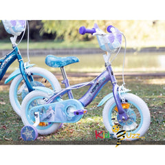 Huffy Disney Frozen 12" Kids Bike with Front Doll Carrier, Metallic Purple Finish – Ideal for Girls Aged 3 to 5