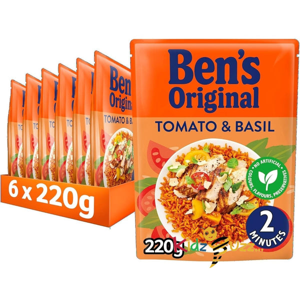 BEN'S ORIGINAL Tomato and Basil Microwave Rice, Bulk Multipack 6 x 220g pouches