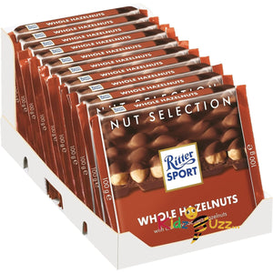 Ritter Sport Milk Whole Hazelnut 100g (Pack of 10)  Tasty And Twisty Treat Gift Hamper For Birthday,Christmas