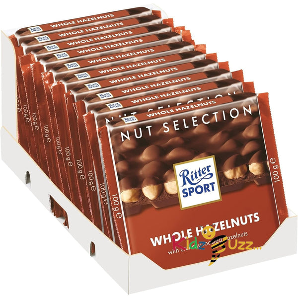 Ritter Sport Milk Whole Hazelnut 100g Pack of 10 Tasty And Twisty Treat Gift Hamper For Birthday,Christmas