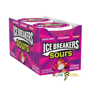 ICE BREAKERS Sour Mints, 1.5oz, Pack of 8 (Mixed Berry, Strawberry, Cherry)