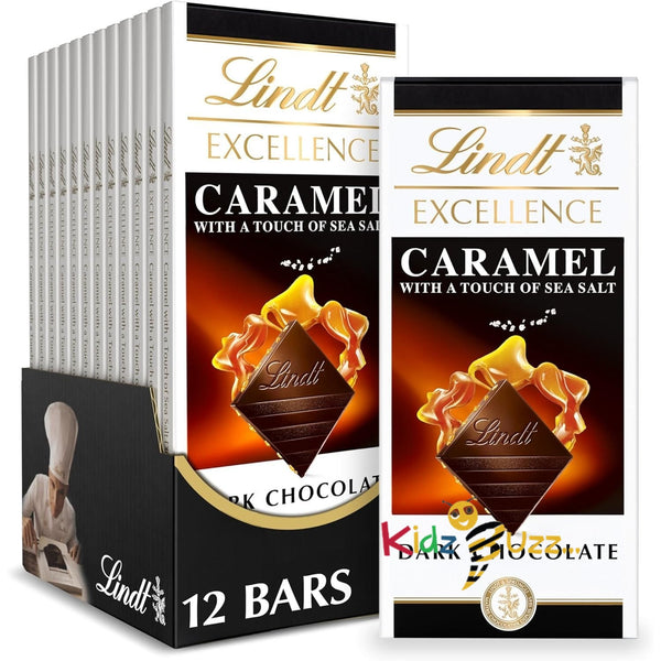 Lindt Excellence Caramel with a Touch of Sea Salt Chocolate Bar Pack of 12