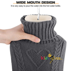 2L Hot Water Bottle with Knitted Cover
