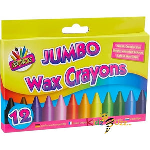 12 Jumbo Size Wax Crayons Set Of 12 Assorted Colours