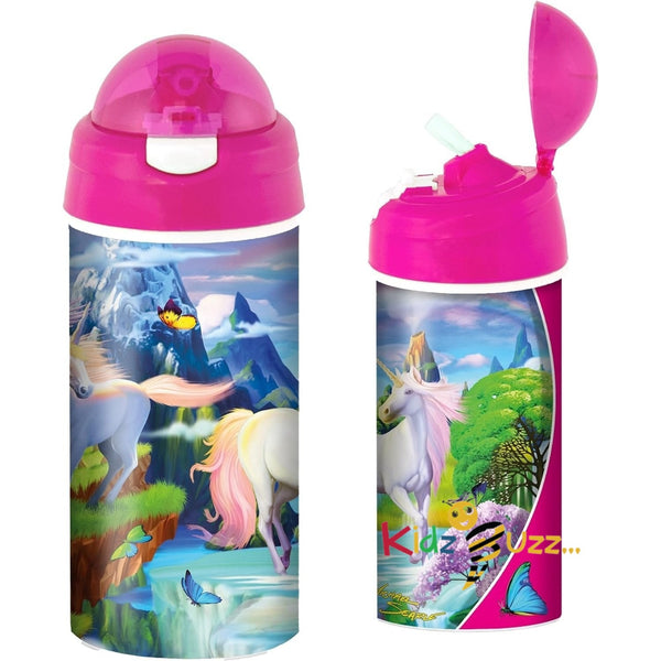 3D LiveLife Drinking Bottle - Unicorn Bliss ,3D Lenticular Magical Water Bottle with Straw. 600ml Kids Drinks Bottle - kidzbuzzz