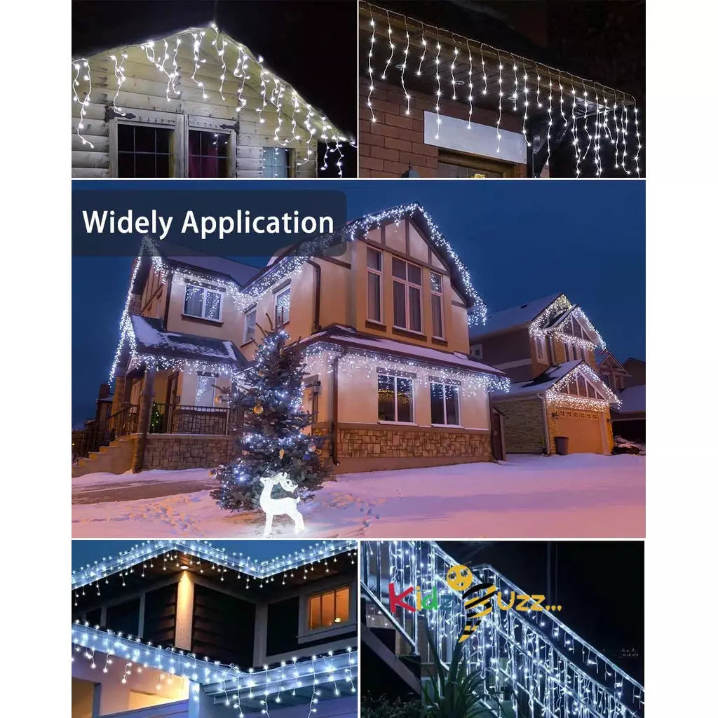 New Flacchi Icicle Lights Outdoor, White 400 LED 39FT 8 Modes with 80 Drops Christmas Lights