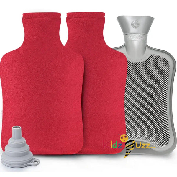 2L Hot Water Bottle with Fleece Covers- Soft Plush Cover
