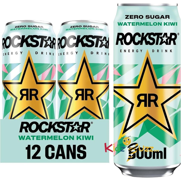 Rockstar Refresh Energy Drink Watermelon and Kiwi, 12 x 500ml cans