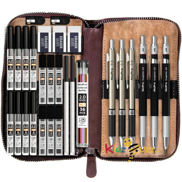 Mechanical Pencils Set in Leather Case