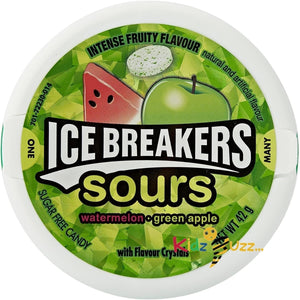 Ice Breakers Sours, Sugar Free Mints, Watermelon and Green Apple, 42 g