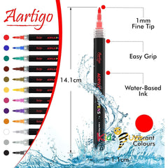 Acrylic Paint Pens Set of 12, 1 mm Tip Acrylic Paint Pens for Rock, Glass, Wood, Fabric, Ceramic and Many More – Premium Water Based and Water Proof Ink