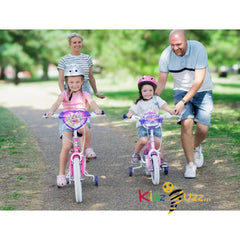 Huffy Disney Princess 12" Girls Bike with Training Wheels & Front Doll Carrier – Ideal for Kids Aged 3 to 5, Pink