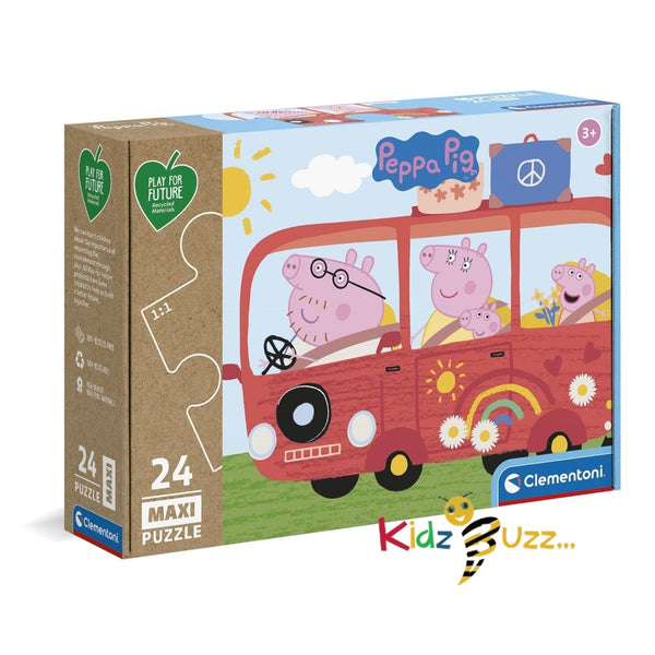 Clementoni 24221 Peppa Pig Play for Future Pig-24 Maxi Pieces-Jigsaw Kids Age 3-100% Recycled Materials-Made in Italy, Cartoon Puzzles, Multicoloured