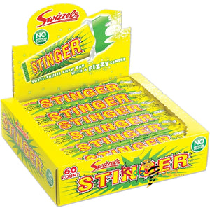 Swizzels Stinger Tutti-Frutti Chew Bar Sweets with a Fizzy Centre (Pack of 60)