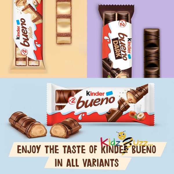 Kinder Bueno Wafer Twin Bars,Milk Chocolate Covered Wafer with Milky and Hazelnut Filling, Pack of 30 x 2 60pcs
