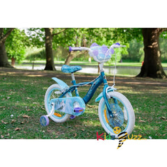 Huffy Disney Frozen 16" Girls Bike -Sea Crystal Blue + Front Doll Carrier - Age 5-7