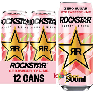 Rockstar Refresh Energy Drink Strawberry & Lime 500ml cans