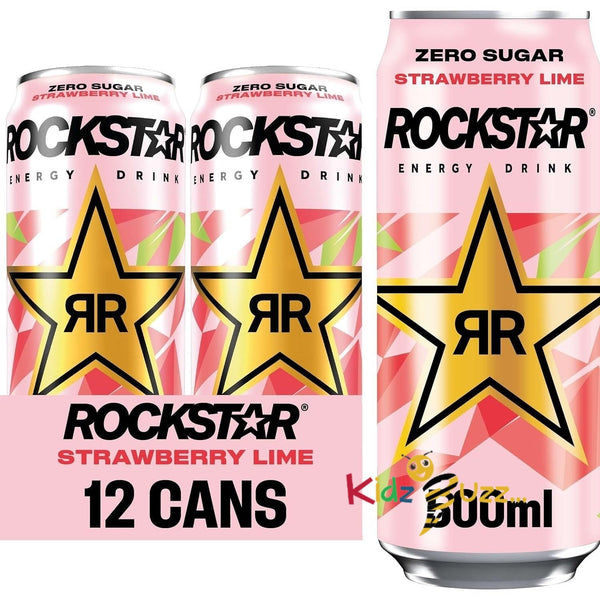 Rockstar Refresh Energy Drink Strawberry & Lime, 12 x 500ml cans