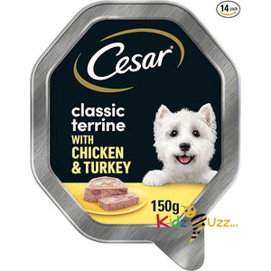 Cesar Classic Terrine in Jelly 14 Trays, Adult Premium Wet Dog Food, Chicken & Turkey, Pack of 2 (7 x 150 g)