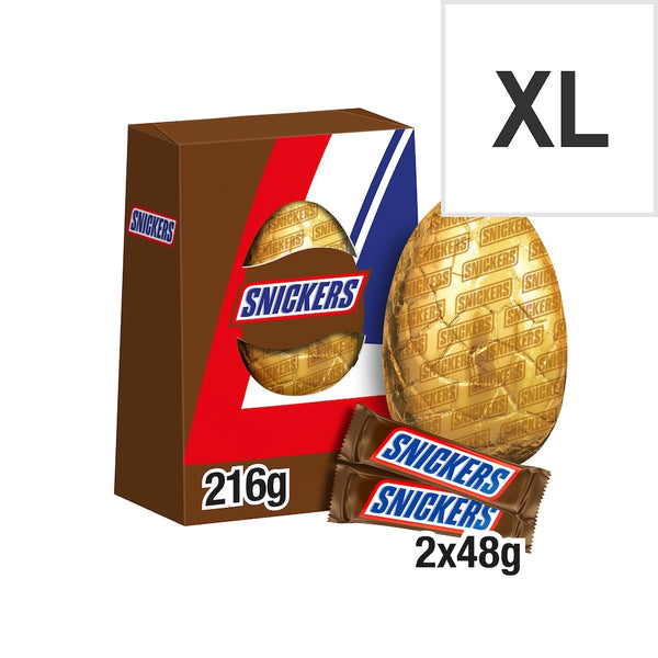 Snickers Milk Chocolate Easter Egg 216g x 2 Pack - Delicious Tasty & Twisty Treat Egg