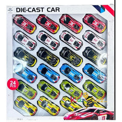24pcs Plastic Toy Car Set – Mini Pull-Back Vehicles for Kids