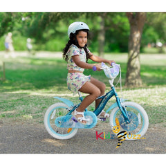 Huffy Disney Frozen 16" Girls Bike -Sea Crystal Blue + Front Doll Carrier - Age 5-7