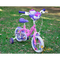 Huffy Disney Princess 12" Girls Bike with Training Wheels & Front Doll Carrier – Ideal for Kids Aged 3 to 5, Pink