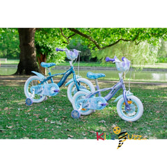 Huffy Disney Frozen 12" Kids Bike with Front Doll Carrier, Metallic Purple Finish – Ideal for Girls Aged 3 to 5