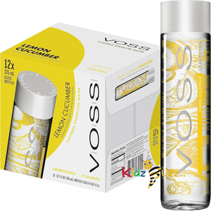 VOSS Lemon Cucumber Flavoured Sparkling Water, Pack of 12 x 375ml